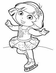 Dibujo de Dora Jugando Patinaje Sobre Hielo para Colorear