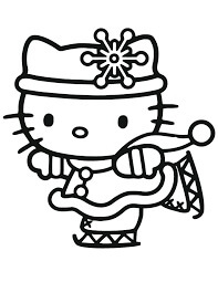Dibujo de Hello Kitty Jugando Patinaje Sobre Hielo para Colorear