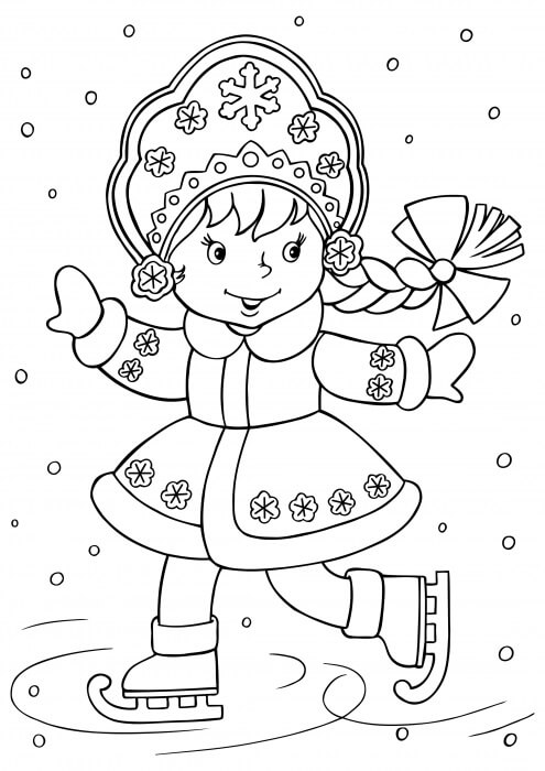 Dibujo de Patinaje Sobre Hielo Snow Maiden para Colorear