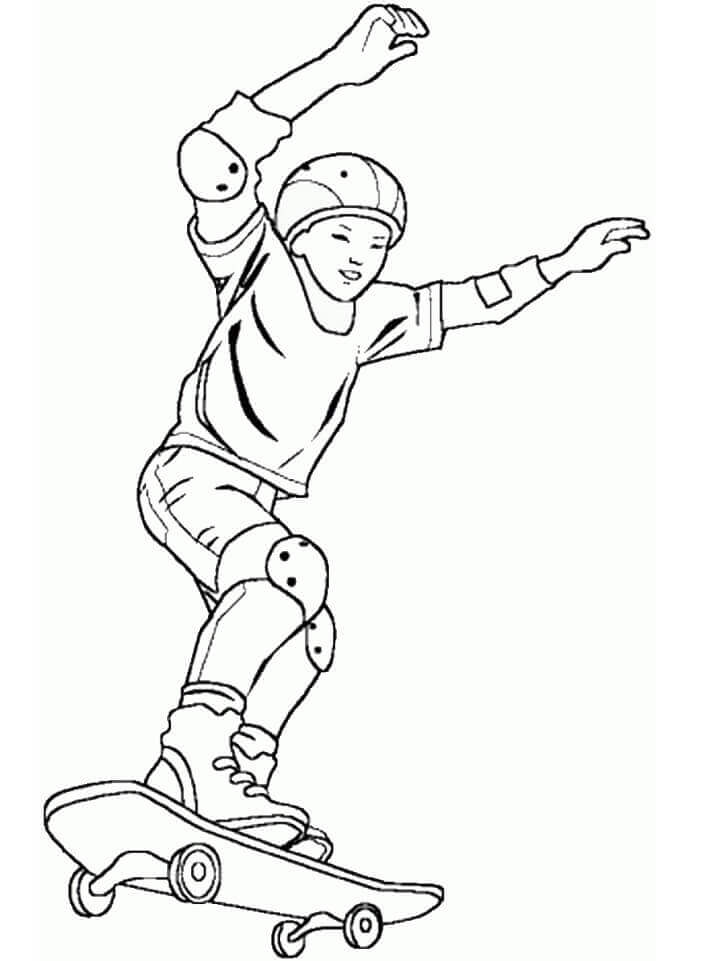 Dibujo de Chico Genial en Patineta para Colorear