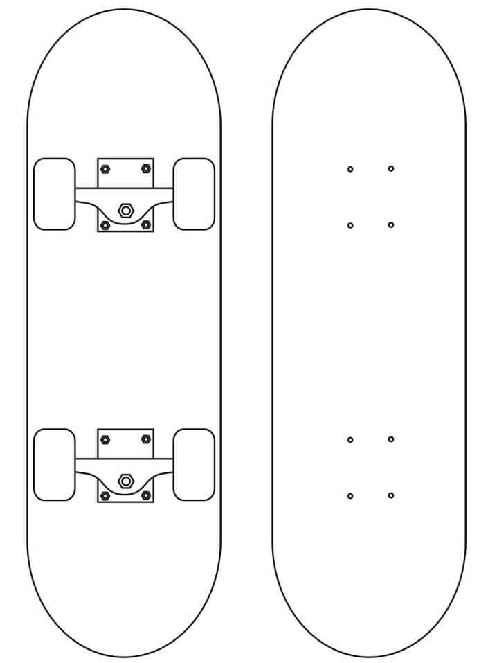 Dibujo de Monopatin Superior e Inferior para Colorear