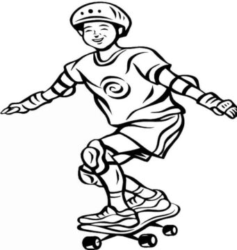 Dibujo de Niño Feliz en Patineta para Colorear