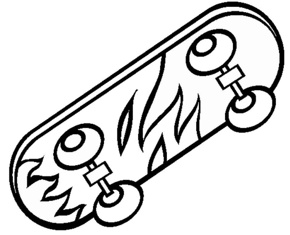 Dibujo de Patineta Fuego para Colorear