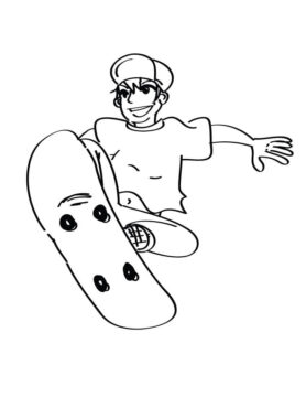 Dibujo de Salto de niño y Patineta para Colorear