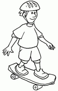 Dibujo de Un Chico en Patineta para Colorear