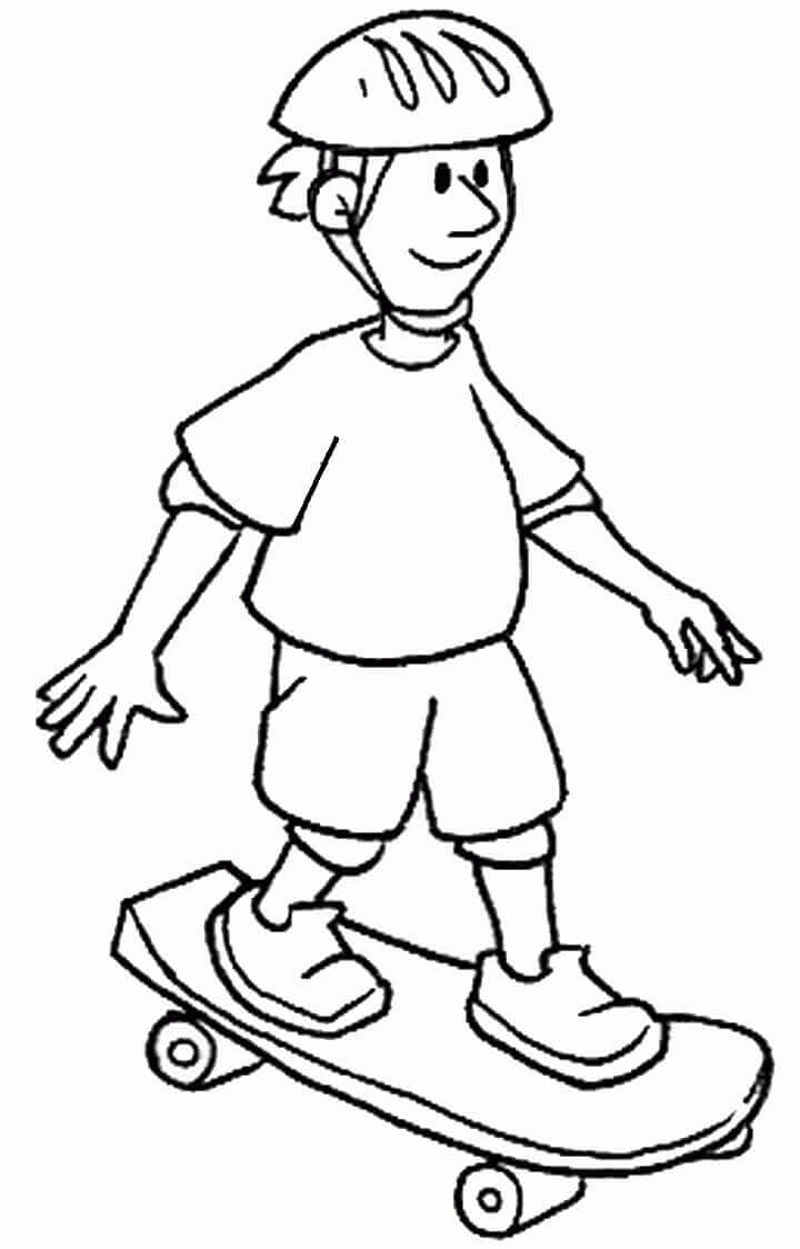 Dibujo de Un Chico en Patineta para Colorear