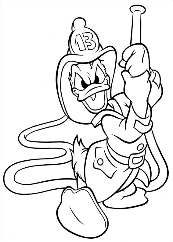 Dibujo de Bombero Pato Donald para Colorear