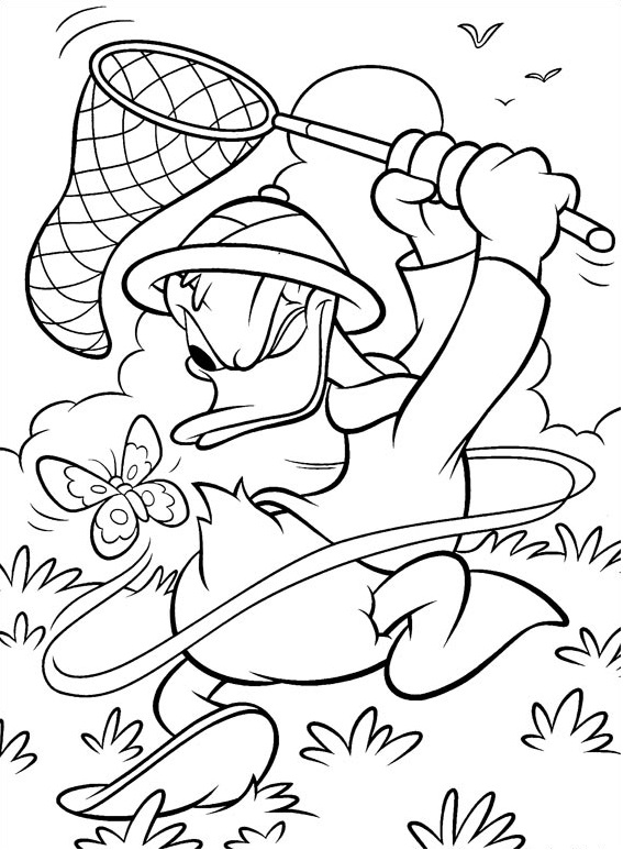 Dibujo de Donald Atrapando una Mariposa para Colorear