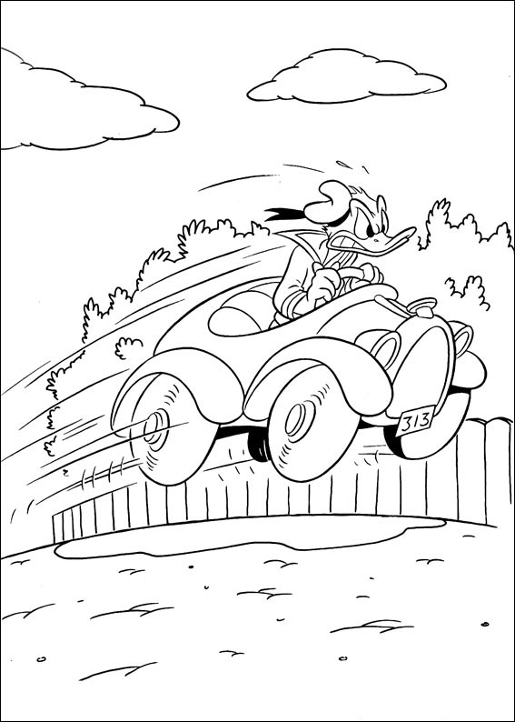 Dibujo de Donald Conduciendo Coche para Colorear