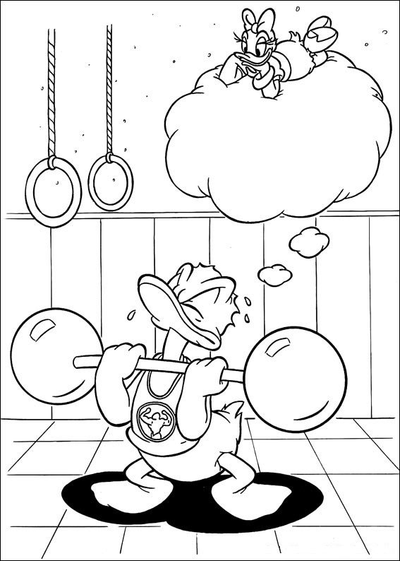 Dibujo de Donald Levantando Pesas para Colorear