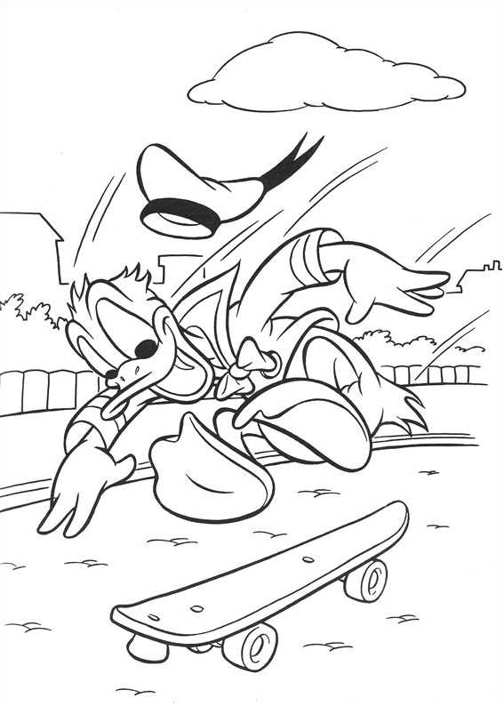 Dibujo de Donald Patineta para Colorear
