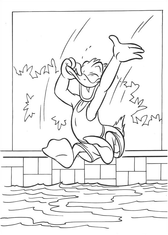 Dibujo de Donald Saltando a la Piscina para Colorear