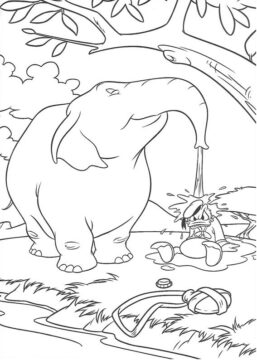 Dibujo de Donald y Elefante para Colorear