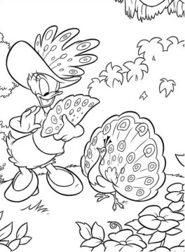 Dibujo de Margarita con Pavo Real para Colorear