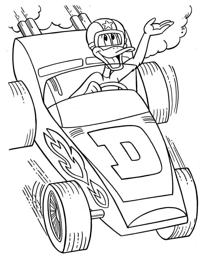 Dibujo de Pato Lucas Jugando a las Carreras para Colorear