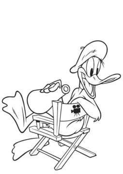 Dibujo de Pato Lucas Sentado en una Silla para Colorear