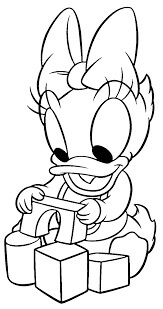 Dibujo de Baby Daisy Duck Jugando Juego para Colorear