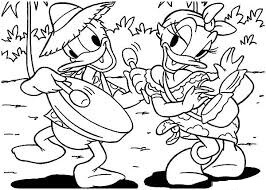 Dibujo de Impresionante Daisy Duck y Donald Duck para Colorear