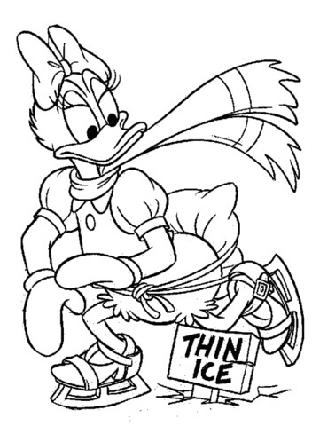 Dibujo de Patinaje Sobre Hielo Daisy Duck para Colorear