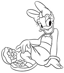 Dibujo de Pato Margarita Sentado para Colorear