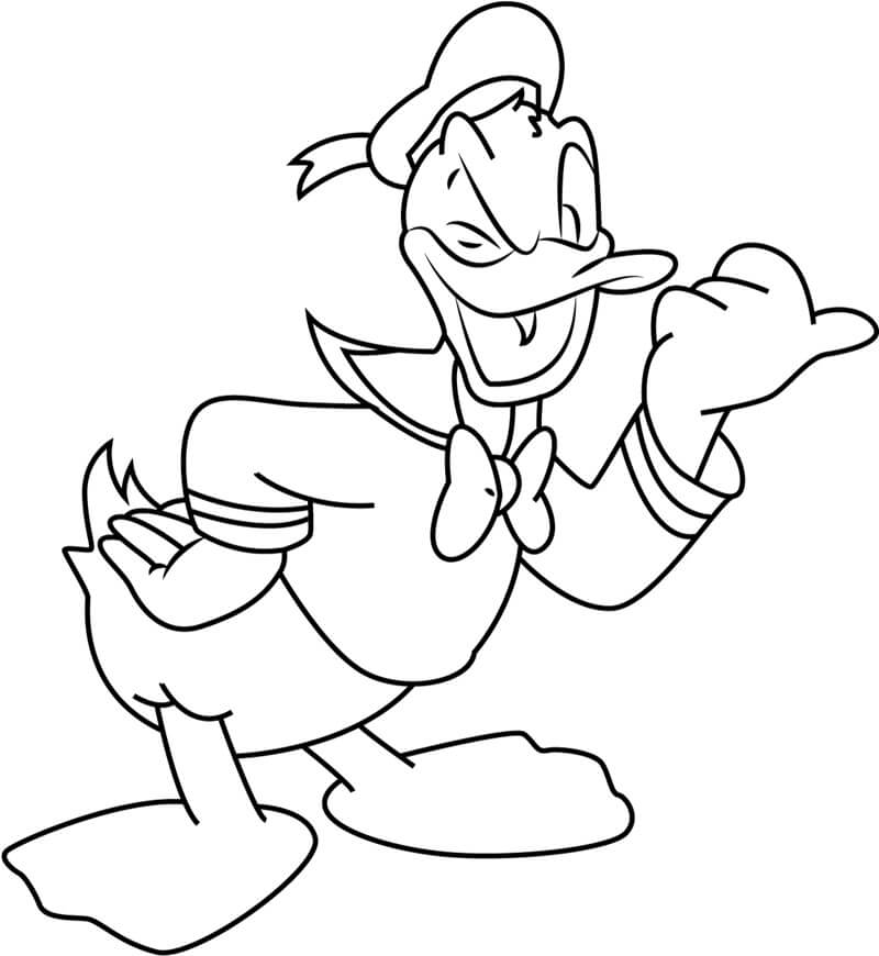 Dibujo de Feliz Pato Donald para Colorear