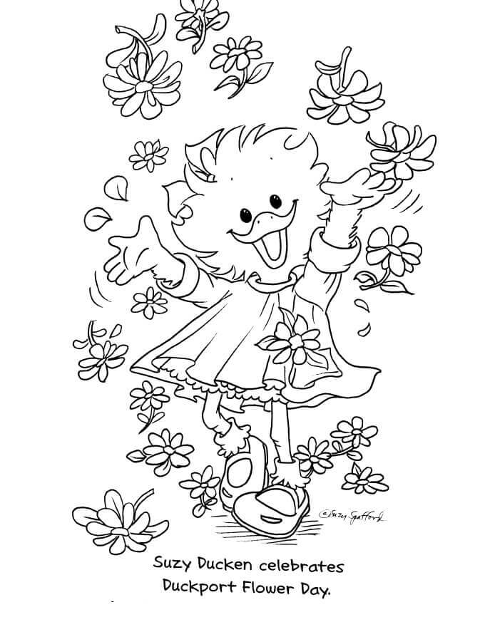 Dibujo de Feliz Pato Suzy para Colorear