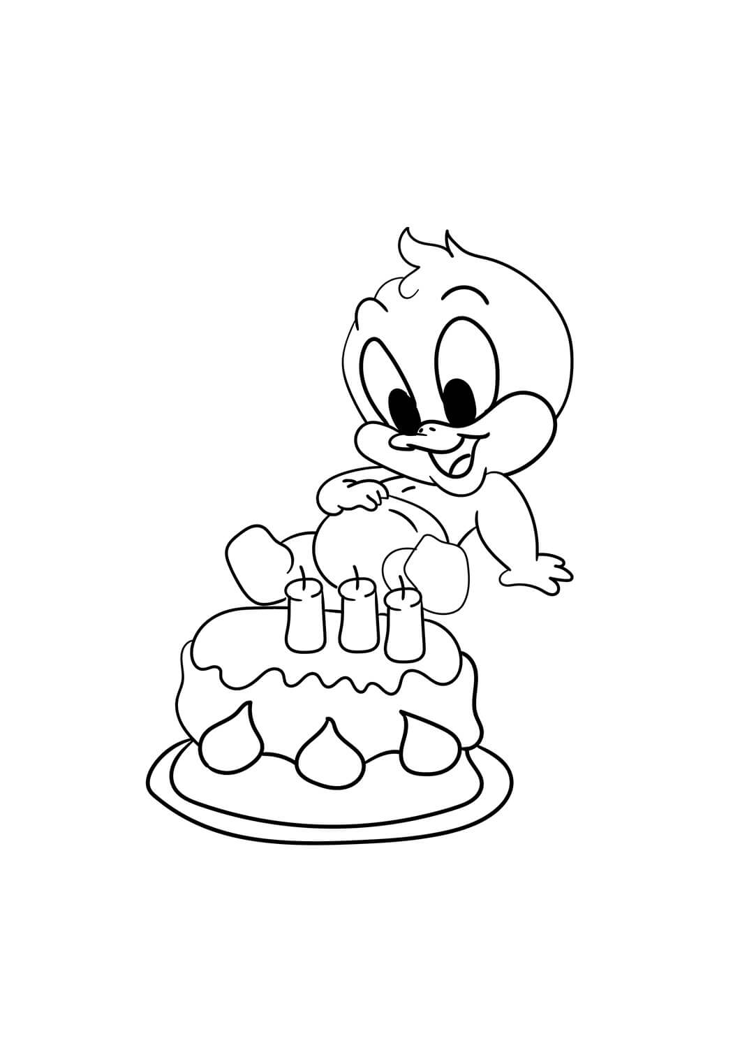 Dibujo de Lindo bebé Pato Lucas para Colorear
