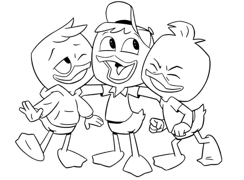 Dibujo de Patos Felices de Ducktales para Colorear