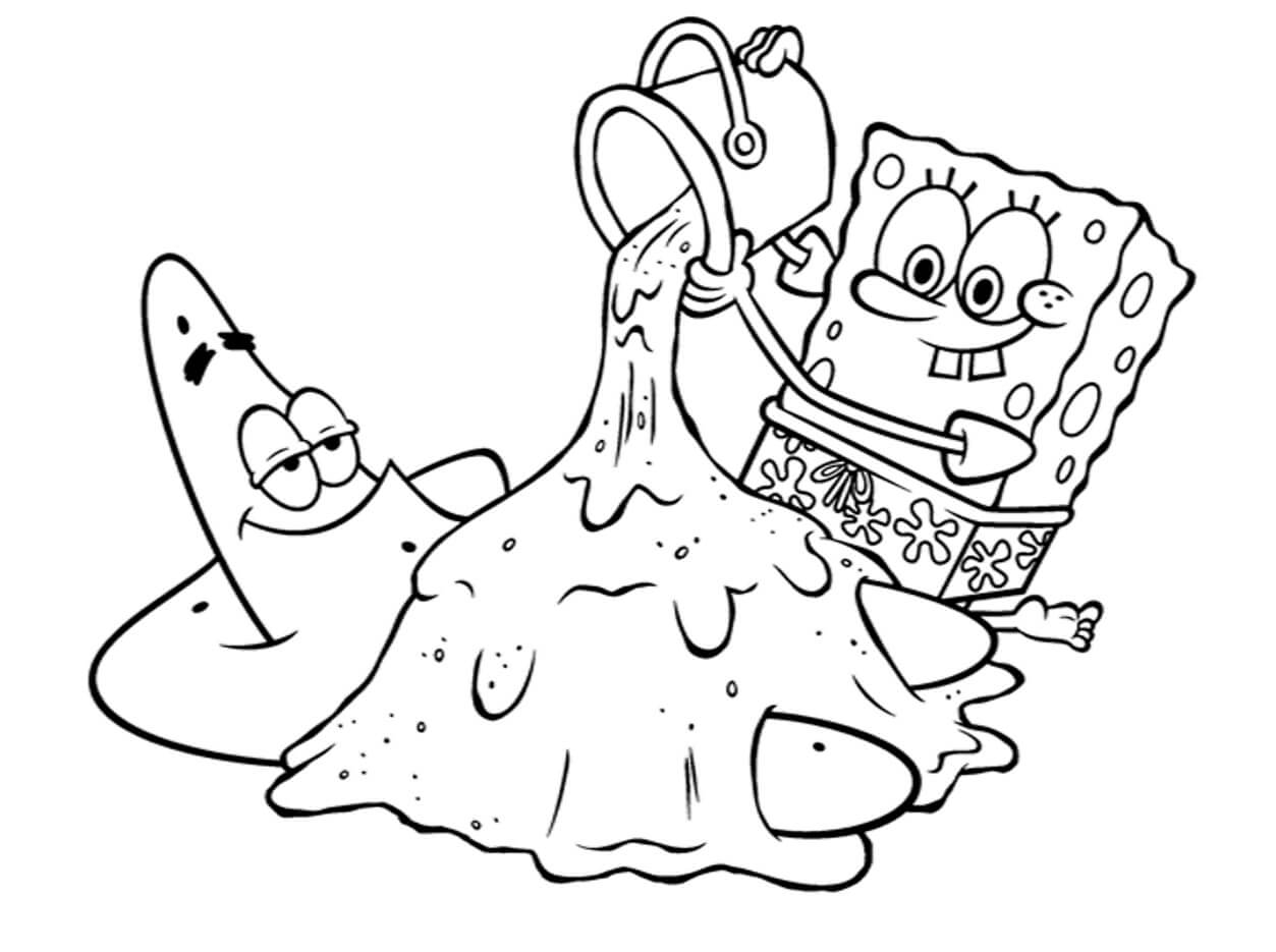 Dibujo de Bob Esponja y Patricio Divertido para Colorear