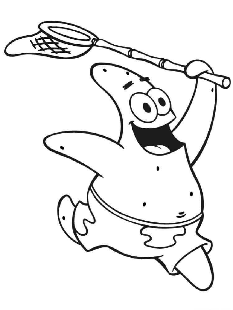 Dibujo de Divertido Patrick Estrella Funcionamiento para Colorear