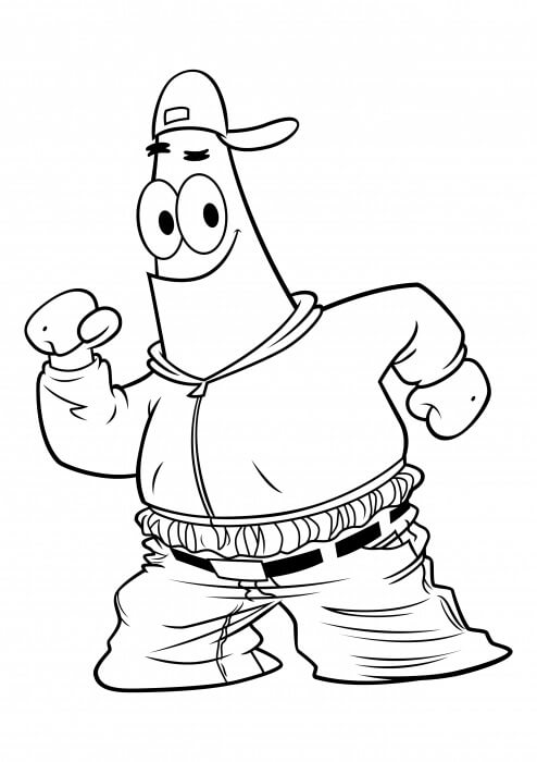 Dibujo de El Rapero Patrick Star para Colorear