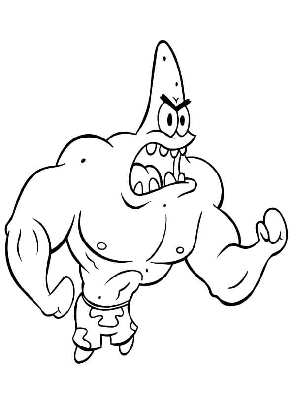 Dibujo de Fuerte Patrick Star Enojado para Colorear