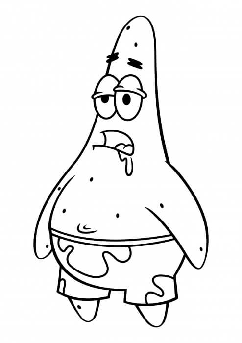 Dibujo de Patrick Star Hambriento para Colorear