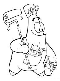 Dibujo de Patrick Star con Herramientas de Pintura para Colorear