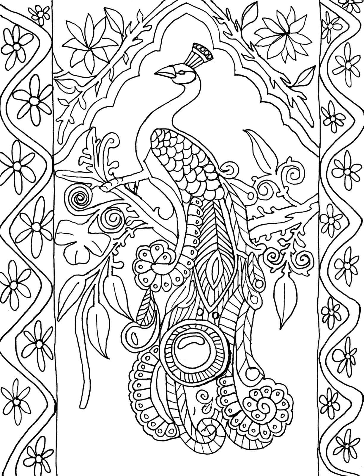 Dibujo de Bonito Pavo Real para Colorear