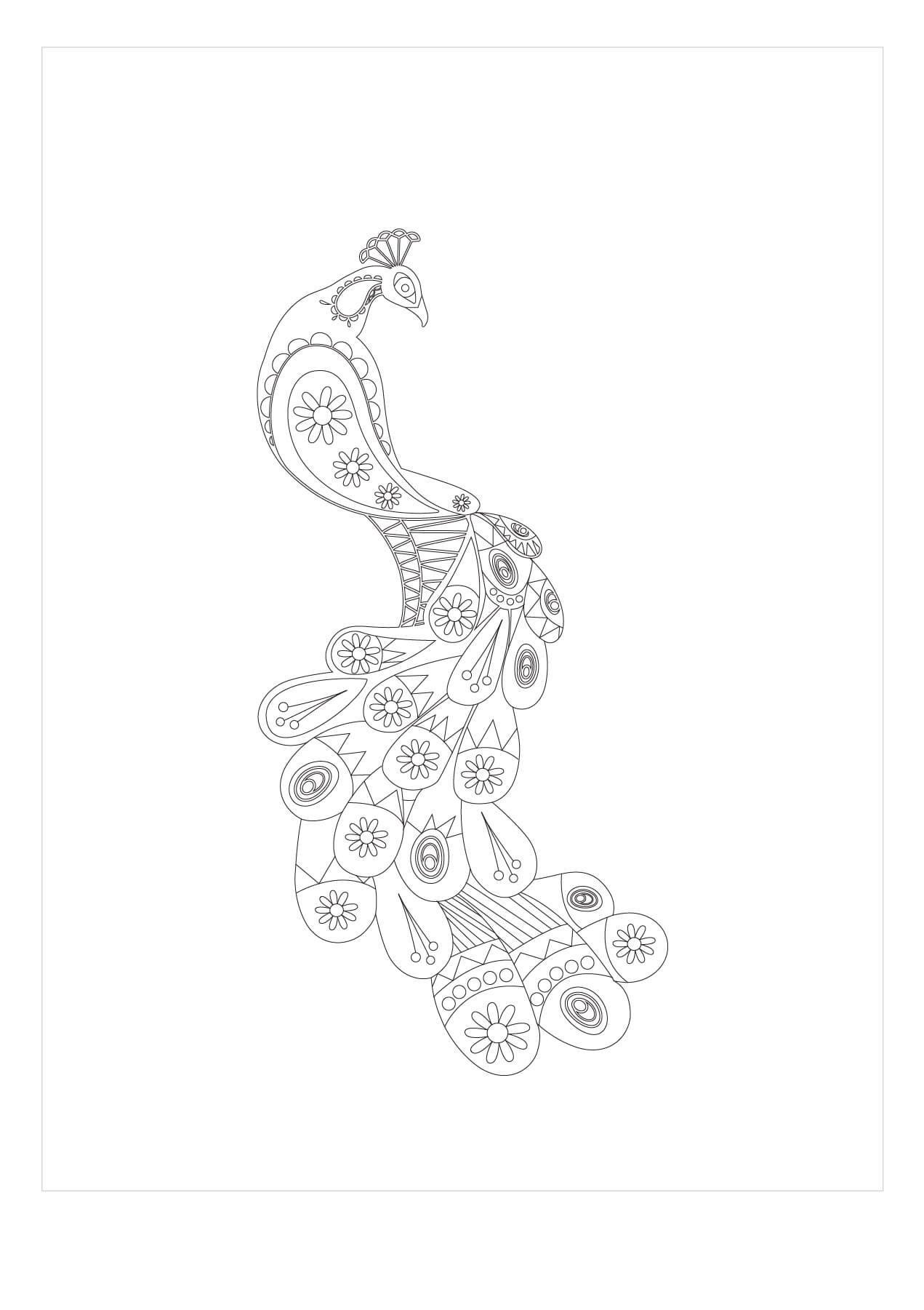 Dibujo de Paisley Pavo Real para Colorear