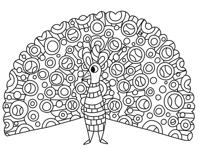 Dibujo de Pavo Real Detallado para Colorear