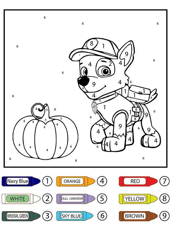 Dibujo de Patrulla Canina Rocky y Squash Colorear por número página para Colorear