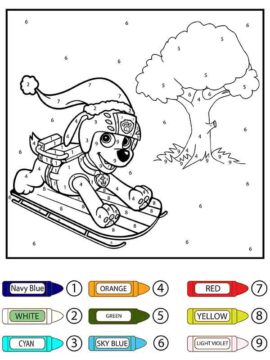 Dibujo de Patrulla Canina Zuma Patinaje Color por número página para Colorear