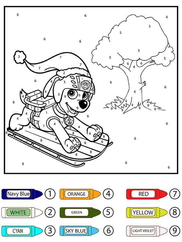 Dibujo de Patrulla Canina Zuma Patinaje Color por número página para Colorear