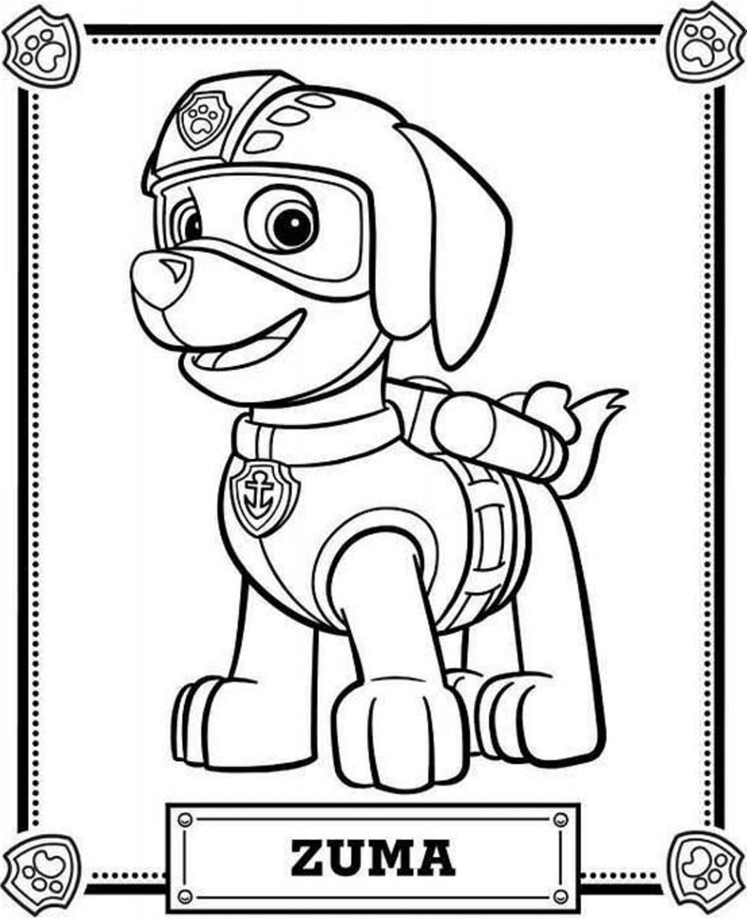 Dibujo de Feliz Patrulla Canina Zuma para Colorear