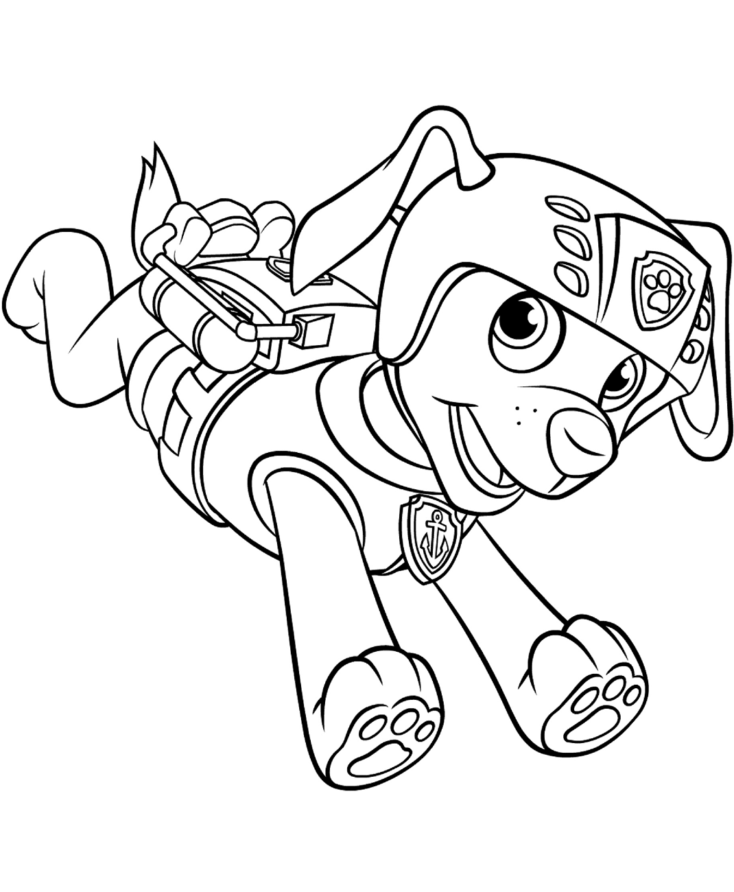 Dibujo de Patrulla Canina Zuma Corriendo para Colorear