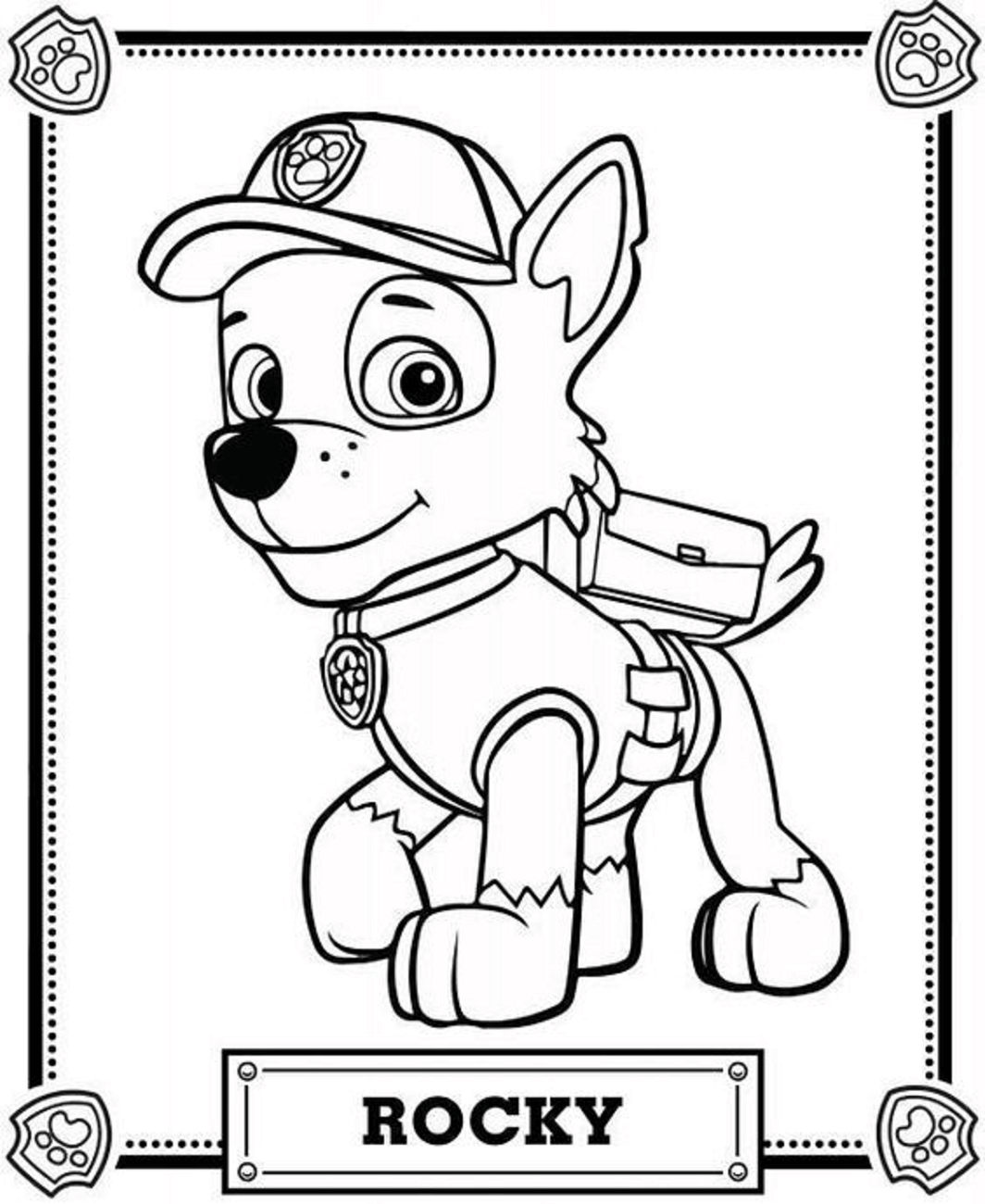 Dibujo de Rocky en la Patrulla Canina para Colorear