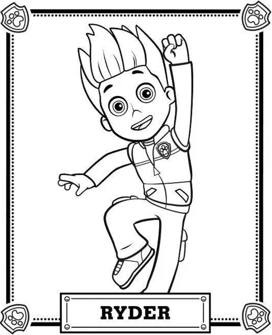 Dibujo de Ryder de Paw Patrol para Colorear