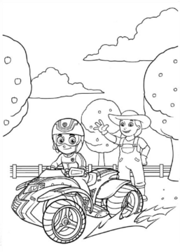 Dibujo de Ryder y Granjero Yumi para Colorear