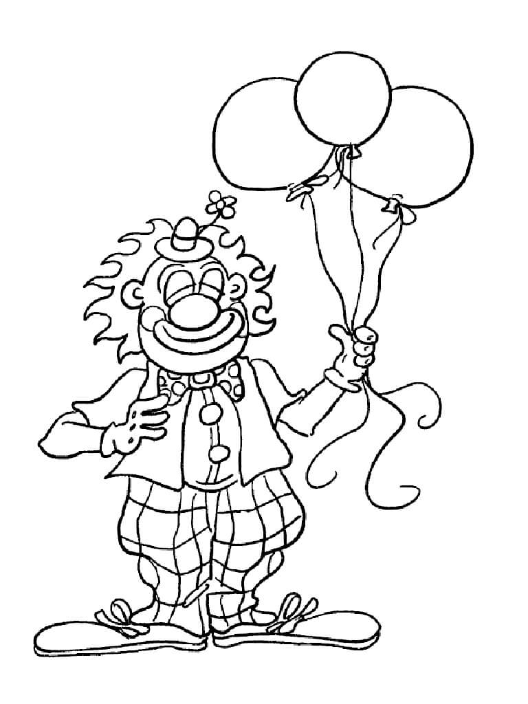 Dibujo de Payaso con Globo para Colorear