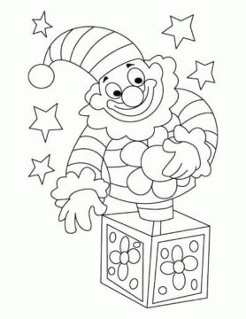 Dibujo de Payaso en Caja para Colorear