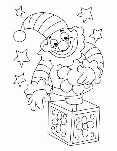 Dibujo de Payaso en Caja para Colorear
