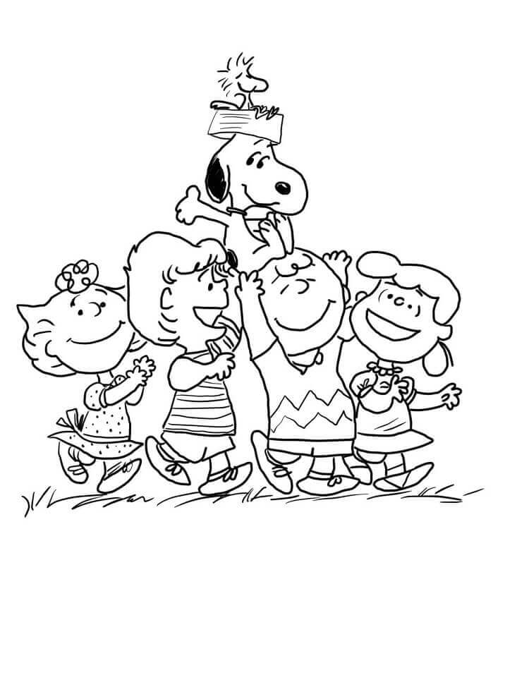 Dibujo de Pandilla de Cacahuetes Divertido para Colorear