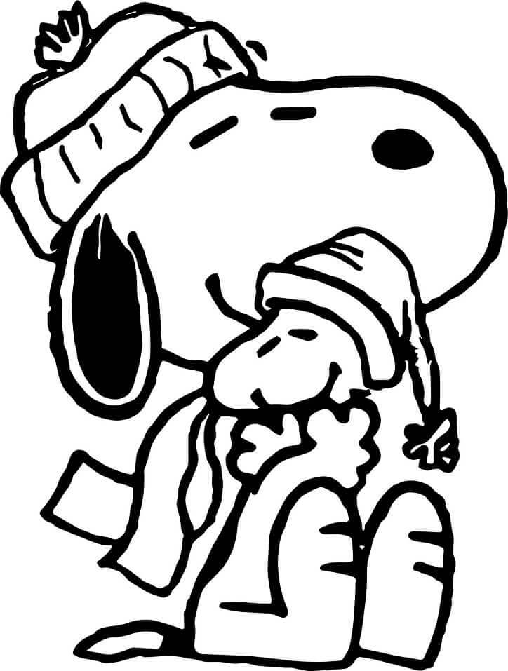 Dibujo de Woodstock y Snoopy para Colorear